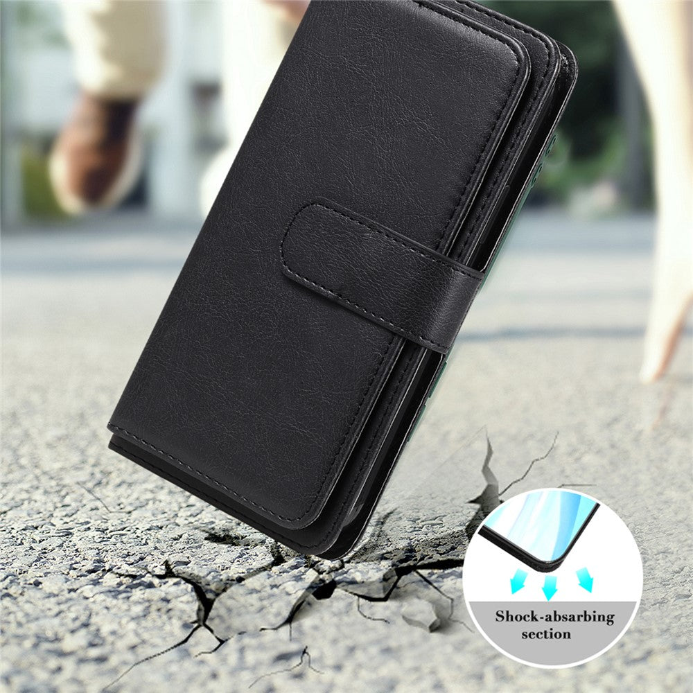 For iPhone 17e / 16e Leather Case with 10 Card Holder Phone Cover Stand