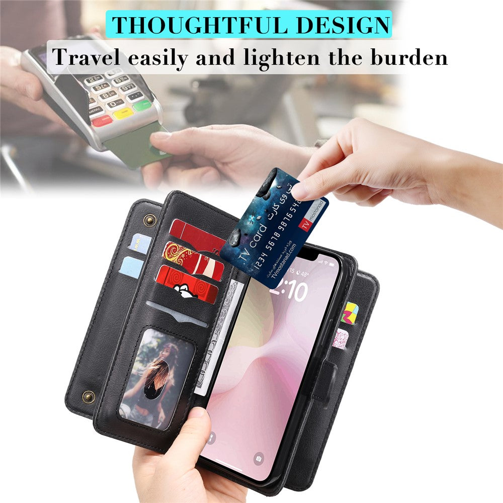 For iPhone 17e / 16e Leather Case with 10 Card Holder Phone Cover Stand