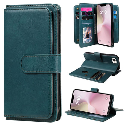 For iPhone 17e / 16e Leather Case with 10 Card Holder Phone Cover Stand