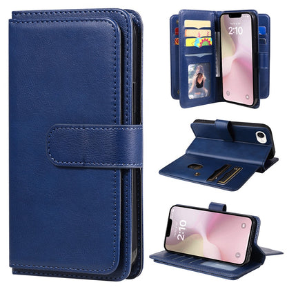 For iPhone 17e / 16e Leather Case with 10 Card Holder Phone Cover Stand
