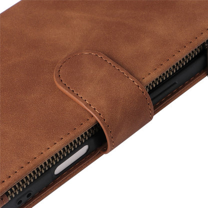 For iPhone 16 Case Zipper Multi-Pocket Wallet Leather Phone Cover with Shoulder and Wrist Straps