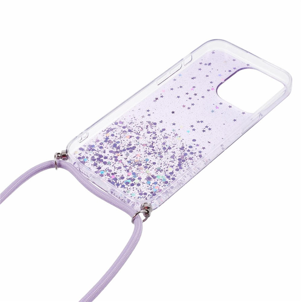 AW Series For iPhone 16 Pro Max Case with Lanyard Sparkle Epoxy TPU Phone Cover Aesthetic Design