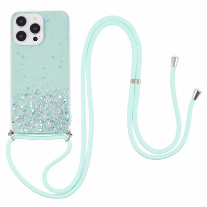 AW Series For iPhone 16 Pro Max Case with Lanyard Sparkle Epoxy TPU Phone Cover Aesthetic Design