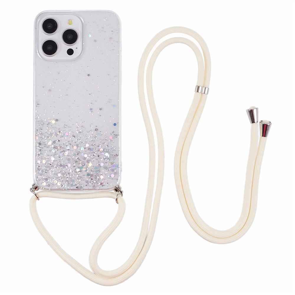 AW Series For iPhone 16 Pro Max Case with Lanyard Sparkle Epoxy TPU Phone Cover Aesthetic Design
