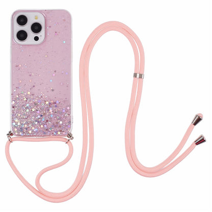 AW Series For iPhone 16 Pro Max Case with Lanyard Sparkle Epoxy TPU Phone Cover Aesthetic Design