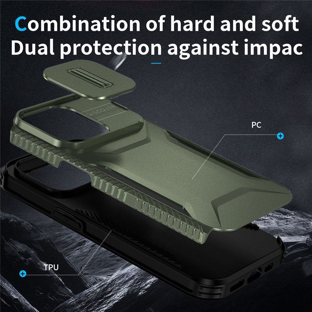 For iPhone 14 Pro Case TPU+PC Phone Cover with Sliding Lens Protection