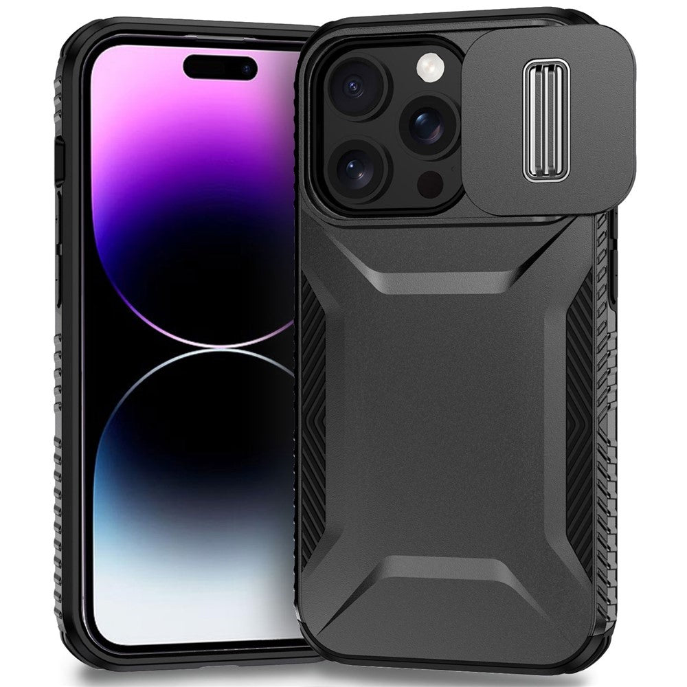 For iPhone 14 Pro Case TPU+PC Phone Cover with Sliding Lens Protection