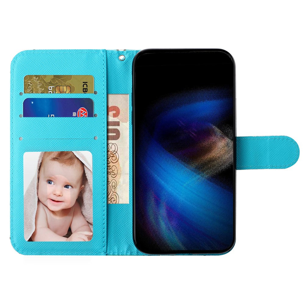 For iPhone 16 Leather Case Flip Wallet Phone Cover Magnetic Clasp 3D Pattern Printed