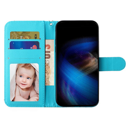 For iPhone 16 Leather Case Flip Wallet Phone Cover Magnetic Clasp 3D Pattern Printed