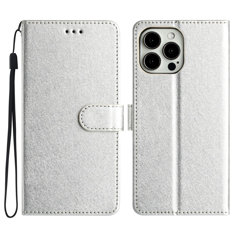 For iPhone 16 Pro Max Wallet Case Silk Texture Leather Phone Cover
