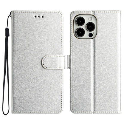 For iPhone 16 Pro Case Silk Texture Leather Wallet Phone Cover Magnetic Clasp Protective