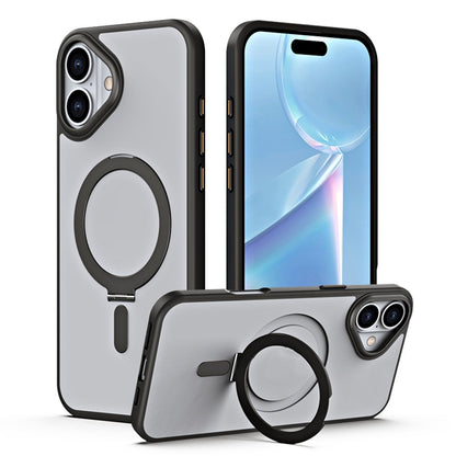 For iPhone 16 Magnetic Case TPU+Acrylic Drop Protection Kickstand Phone Cover