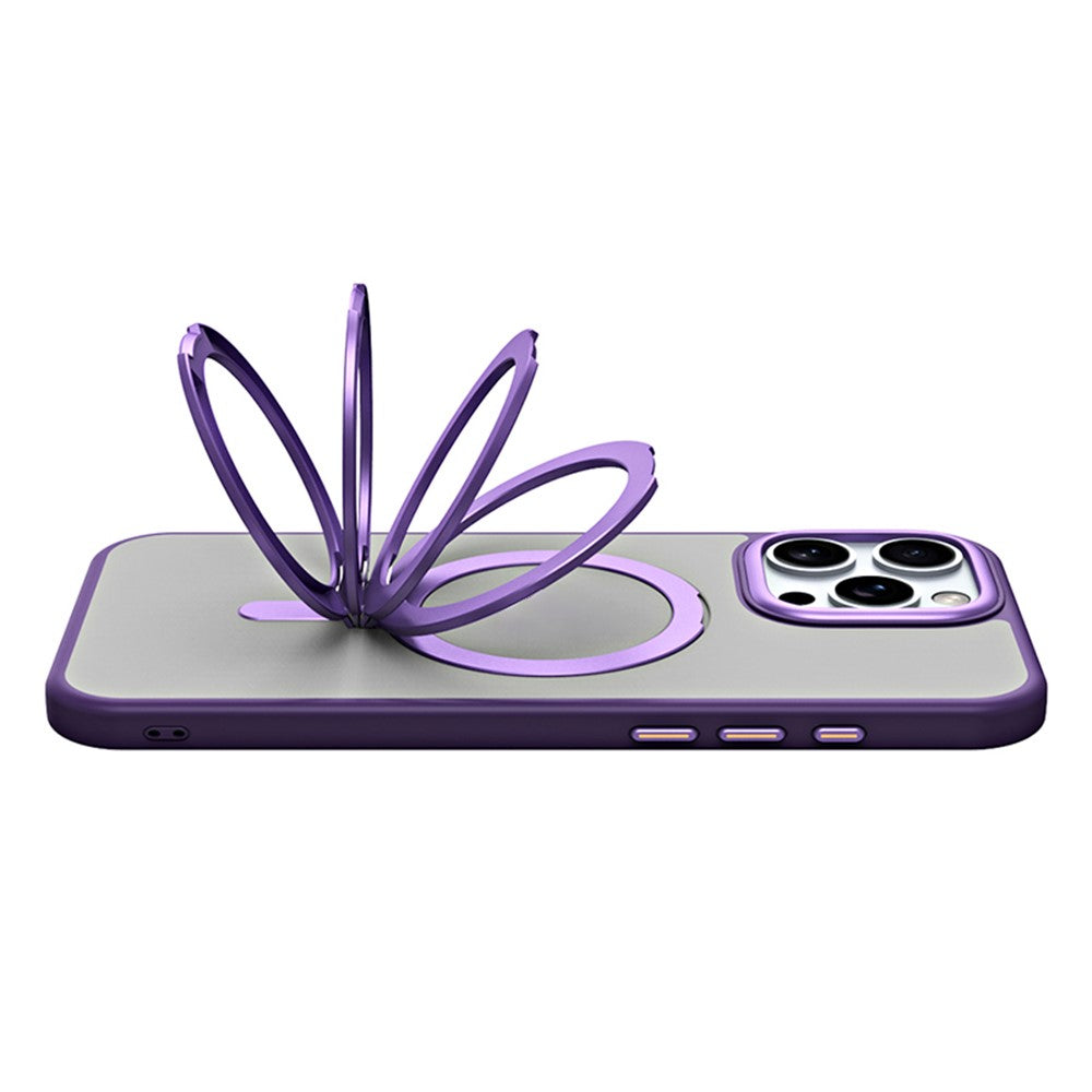 For iPhone 16 Pro Magnetic Case Anti-Drop TPU+Acrylic Kickstand Phone Cover