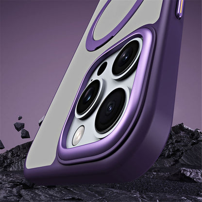 For iPhone 16 Pro Magnetic Case Anti-Drop TPU+Acrylic Kickstand Phone Cover
