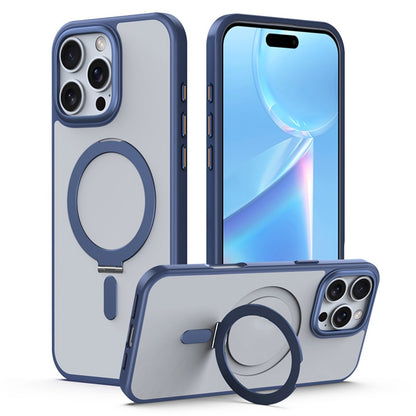For iPhone 16 Pro Magnetic Case Anti-Drop TPU+Acrylic Kickstand Phone Cover
