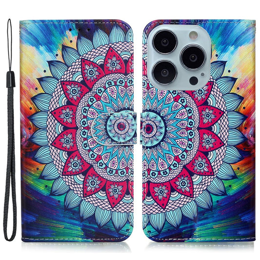 For iPhone 16 Pro Case Stand Wallet Leather Phone Cover Magnetic Clasp Pattern Printed