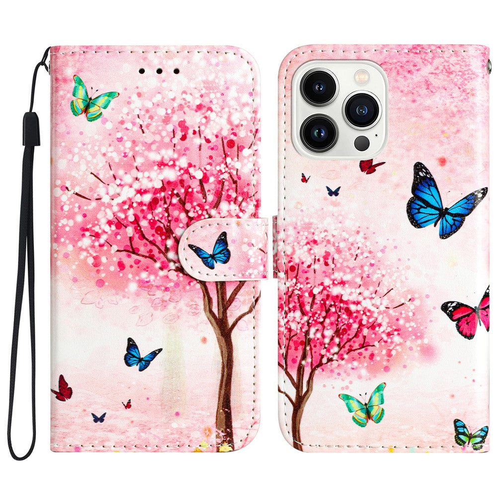 For iPhone 16 Pro Max Case Card Slot Holder Leather Phone Cover Cute Pattern