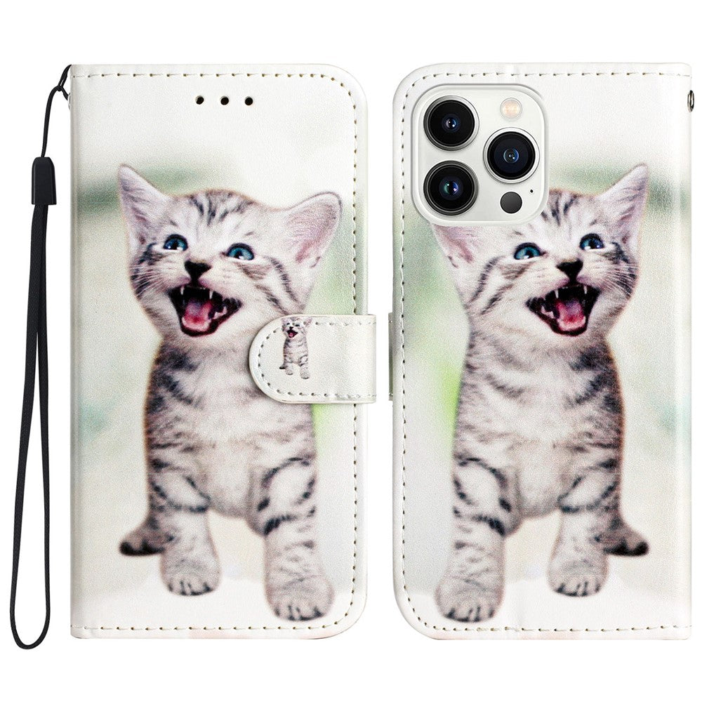 For iPhone 16 Pro Max Case Card Slot Holder Leather Phone Cover Cute Pattern