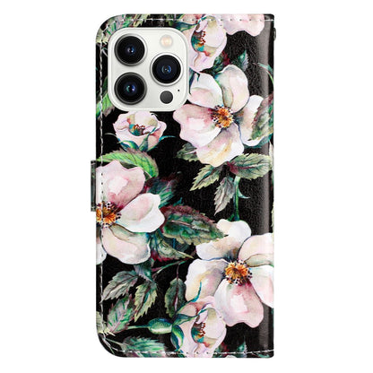 For iPhone 16 Pro Case Pattern Leather Phone Folio Cover with Card Slots Viewing Stand