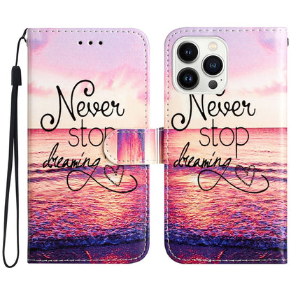 For iPhone 16 Pro Case Pattern Leather Phone Folio Cover with Card Slots Viewing Stand