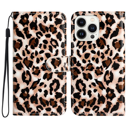 For iPhone 16 Pro Case Pattern Leather Phone Folio Cover with Card Slots Viewing Stand
