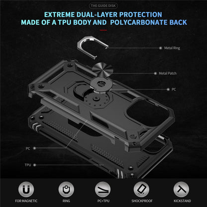 For iPhone 16 Case PC+TPU Phone Cover with Rotary Ring Kickstand