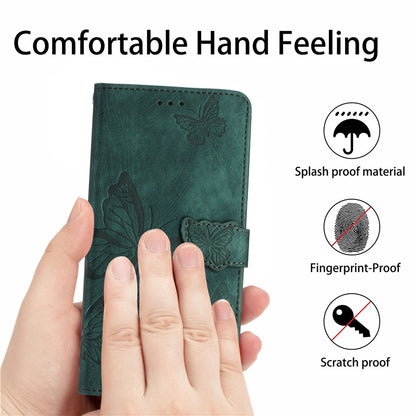 For iPhone 16 Pro Max Case Imprinted Butterfly PU Leather Folio Flip Phone Cover Skin-Touch