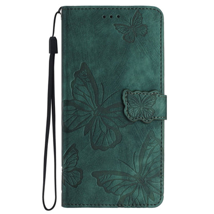 For iPhone 16 Pro Max Case Imprinted Butterfly PU Leather Folio Flip Phone Cover Skin-Touch