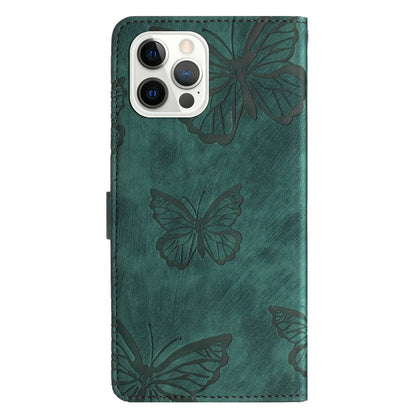For iPhone 16 Pro Max Case Imprinted Butterfly PU Leather Folio Flip Phone Cover Skin-Touch