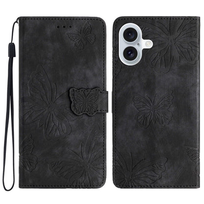 For iPhone 16 Case  PU Leather Skin Feeling Butterfly Wallet Phone Cover
