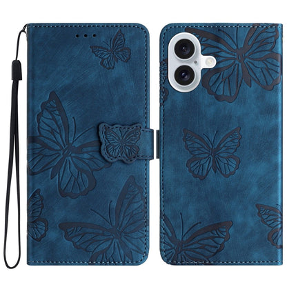For iPhone 16 Case  PU Leather Skin Feeling Butterfly Wallet Phone Cover