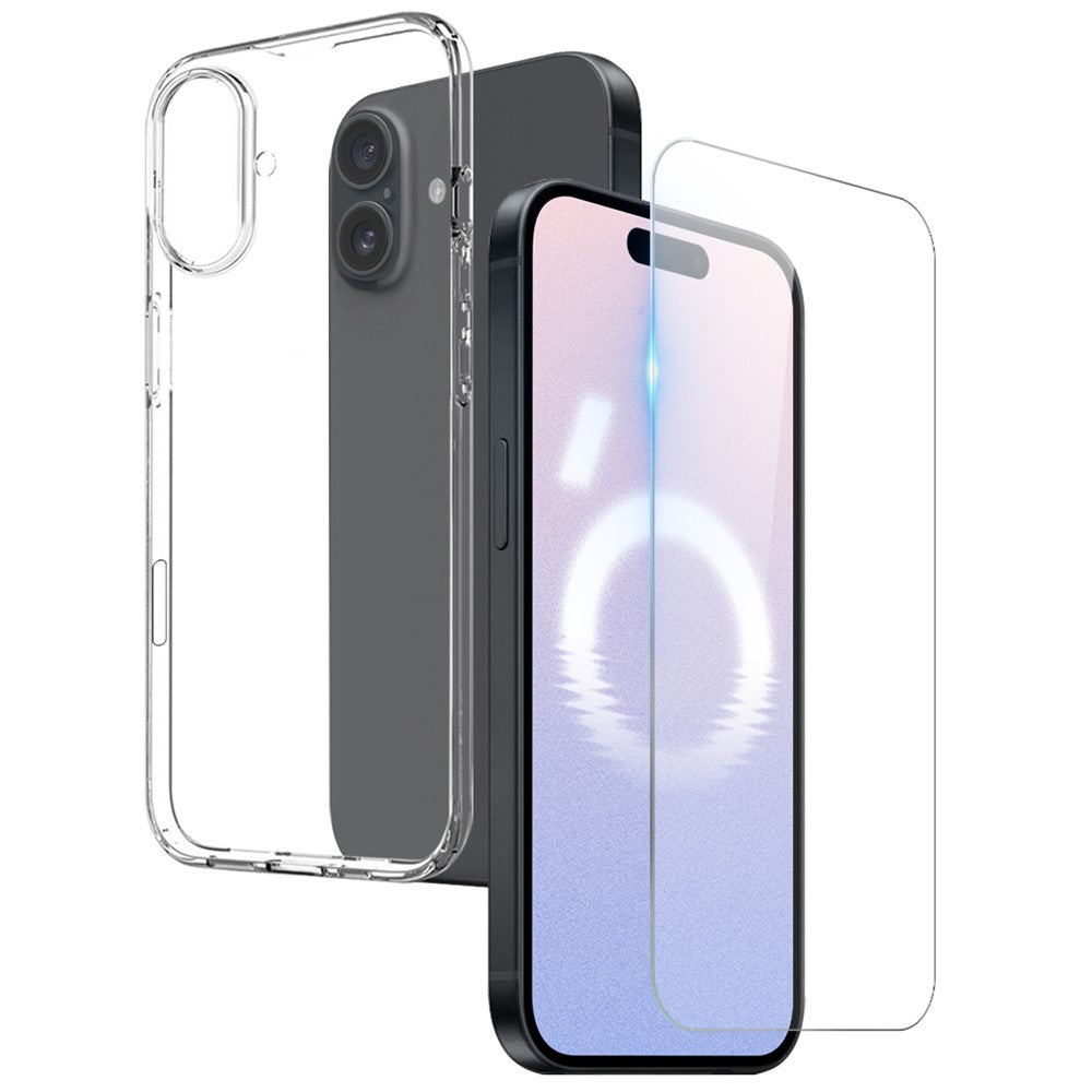 NORTHJO For iPhone 16 Clear TPU Case + Tempered Glass Screen Protector