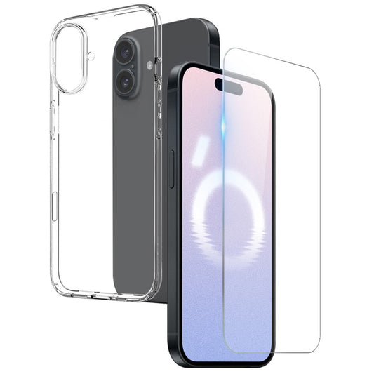 NORTHJO For iPhone 16 Clear TPU Case + Tempered Glass Screen Protector