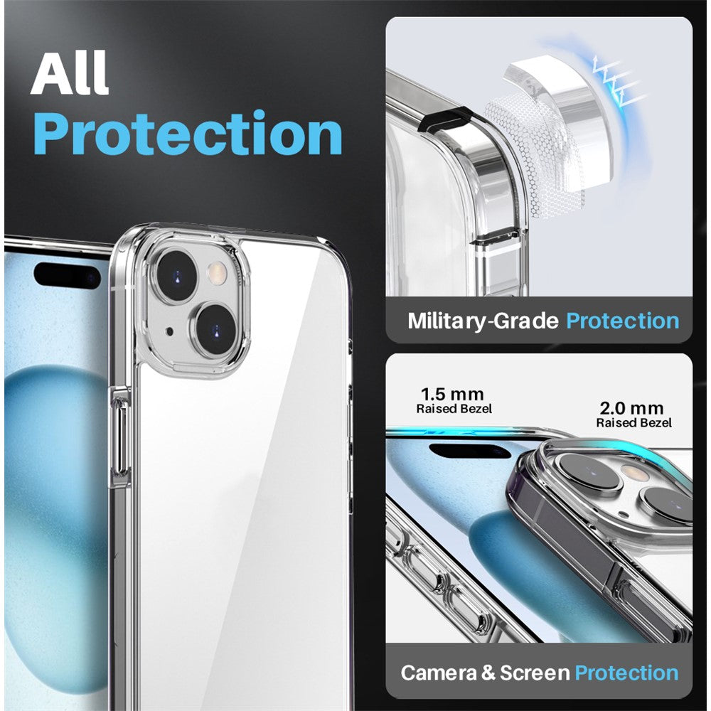 NORTHJO 5 in 1 For iPhone 15 Plus PC+TPU Phone Case Set with 2 Screen Protector, 2 Camera Lens Protector