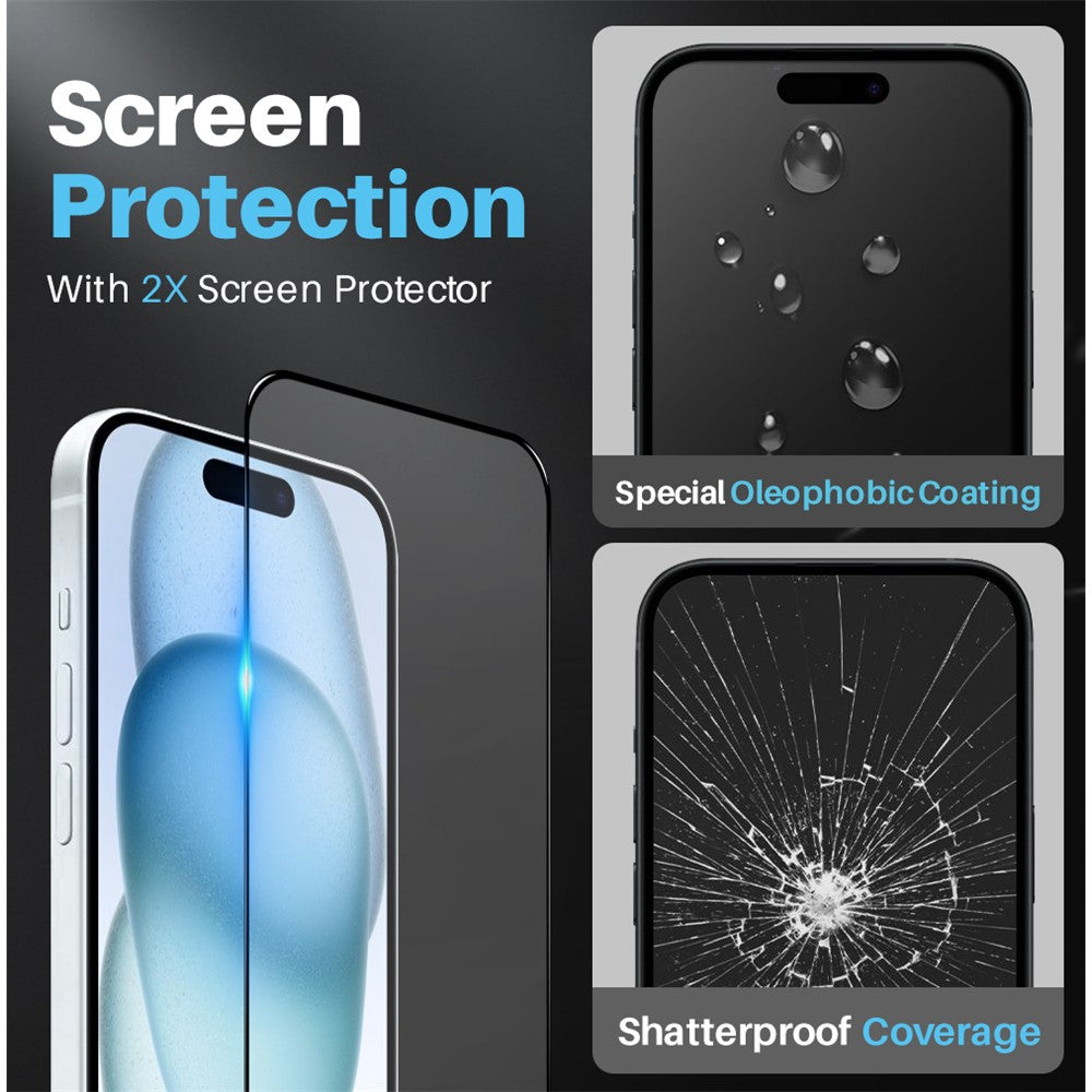 NORTHJO 5 in 1 For iPhone 15 Plus PC+TPU Phone Case Set with 2 Screen Protector, 2 Camera Lens Protector