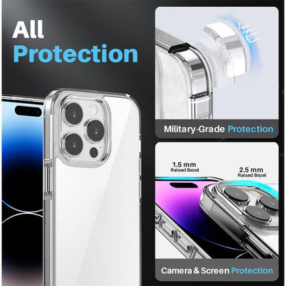 NORTHJO 5 in 1 For iPhone 14 Pro Clear Case PC+TPU Phone Cover Set with 2 Screen Protector, 2 Camera Lens Protector