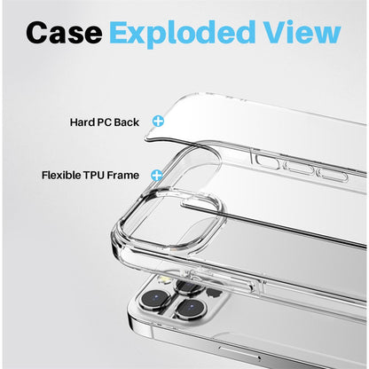 NORTHJO 5 in 1 For iPhone 14 Pro Clear Case PC+TPU Phone Cover Set with 2 Screen Protector, 2 Camera Lens Protector
