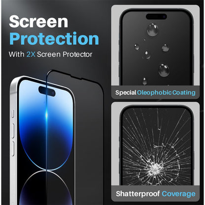 NORTHJO 5 in 1 For iPhone 14 Pro Clear Case PC+TPU Phone Cover Set with 2 Screen Protector, 2 Camera Lens Protector