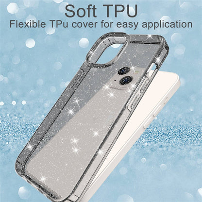 GW18 For iPhone 14 Transparent Glitter Powder Anti-Scratch Soft TPU Case Phone Back Cover