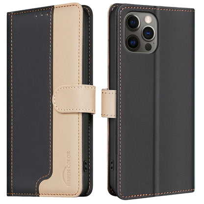 BINFEN COLOR BF33 For iPhone 16 Pro Max Case Splicing Color Anti-Drop Leather Cover