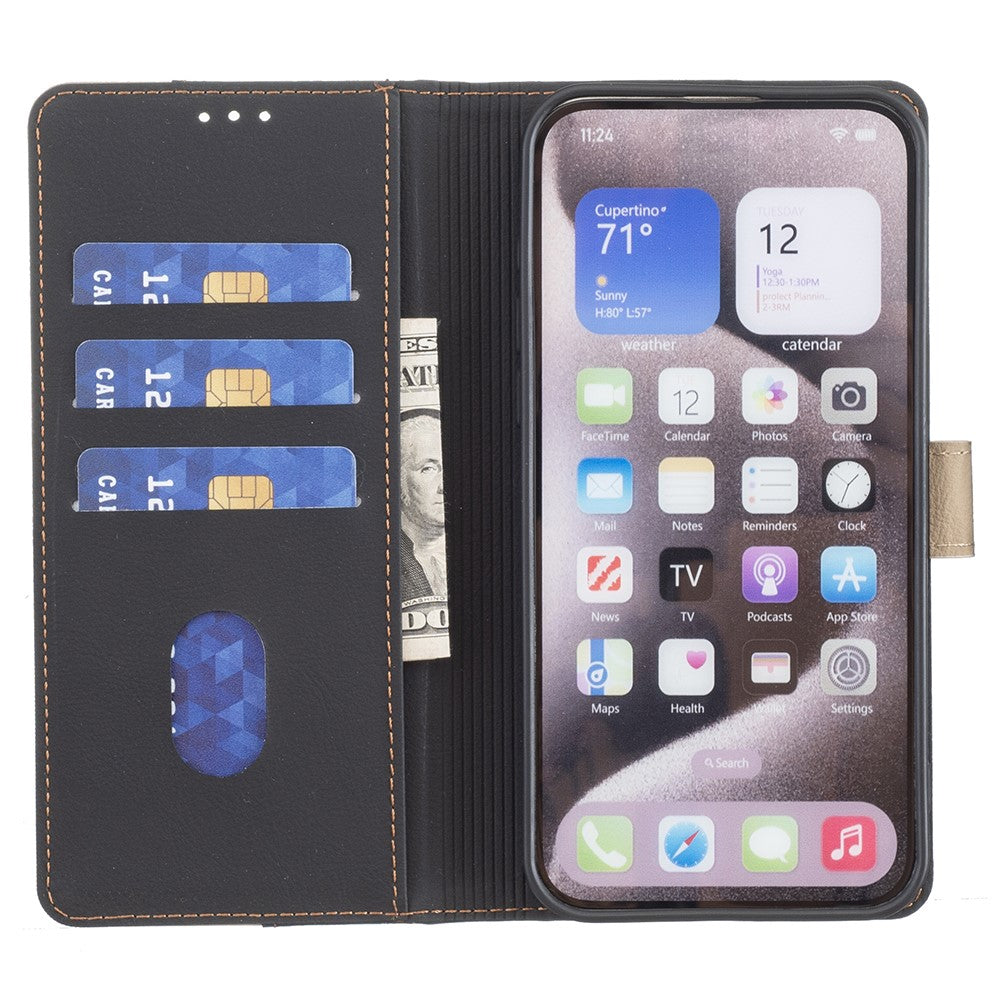 BINFEN COLOR BF33 For iPhone 16 Pro Max Case Splicing Color Anti-Drop Leather Cover