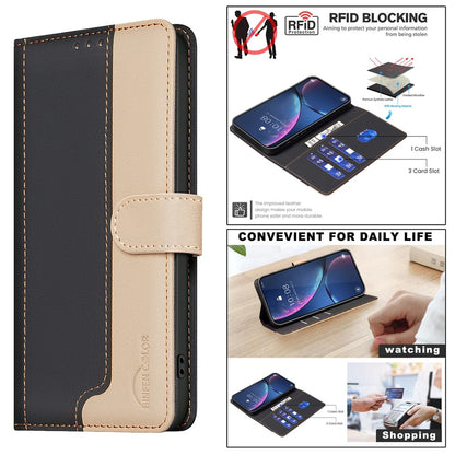 BINFEN COLOR BF33 For iPhone 16 Pro Max Case Splicing Color Anti-Drop Leather Cover