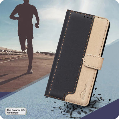 BINFEN COLOR BF33 For iPhone 16 Pro Max Case Splicing Color Anti-Drop Leather Cover