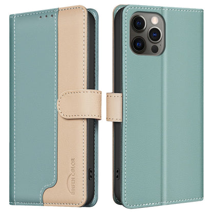 BINFEN COLOR BF33 For iPhone 16 Pro Max Case Splicing Color Anti-Drop Leather Cover