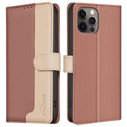 BINFEN COLOR BF33 For iPhone 16 Pro Max Case Splicing Color Anti-Drop Leather Cover