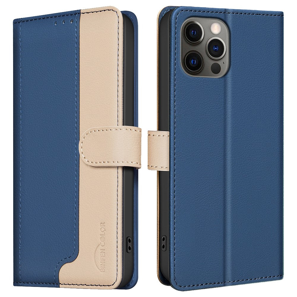 BINFEN COLOR BF33 For iPhone 16 Pro Max Case Splicing Color Anti-Drop Leather Cover