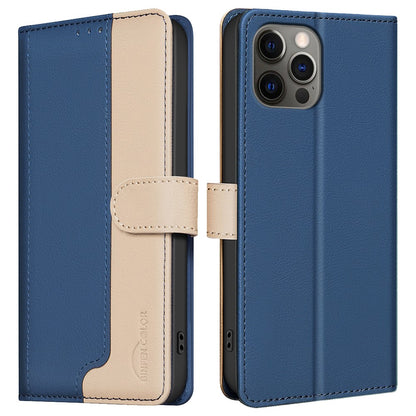 BINFEN COLOR BF33 For iPhone 16 Pro Max Case Splicing Color Anti-Drop Leather Cover
