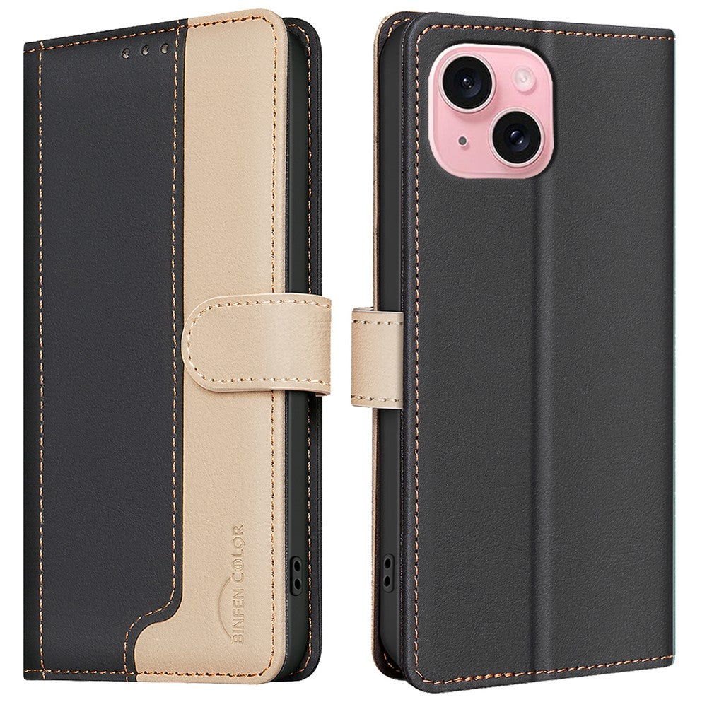 BINFEN COLOR BF33 For iPhone 15 Case Splicing Color Phone Cover RFID Blocking