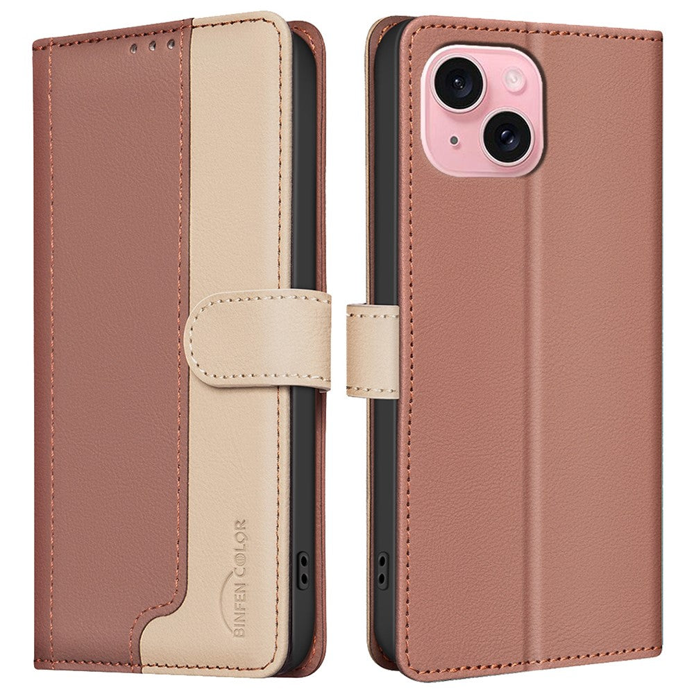 BINFEN COLOR BF33 For iPhone 15 Case Splicing Color Phone Cover RFID Blocking