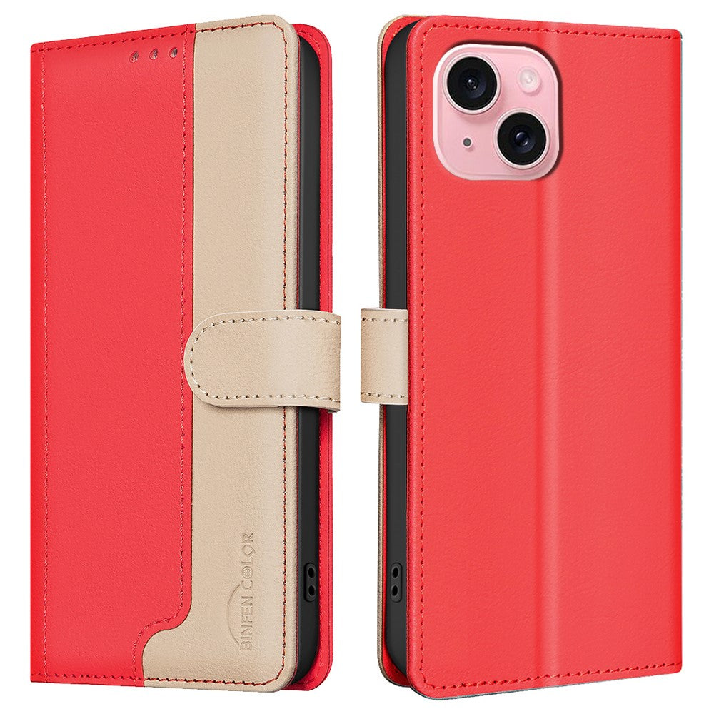 BINFEN COLOR BF33 For iPhone 15 Case Splicing Color Phone Cover RFID Blocking